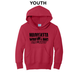 Maq Little Cards Wrestling Youth Fleece Hooded Sweatshirt-Red