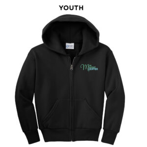 Mini Movement Center Youth core fleece full zip hooded sweatshirt-Black