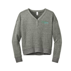 Mini Movement Center District Women’s Perfect Tri Fleece V-Neck Sweatshirt CROP-Heathered Charcoal
