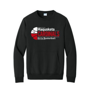 Maq Girls BB Unisex Core Fleece Crewneck Pocket Sweatshirt-Black