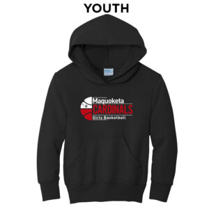 Maq Girls BB Youth Fleece Hooded Sweatshirt-Black (YM-YXL)