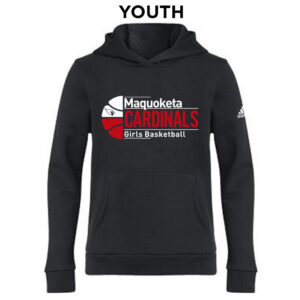 Maq Girls BB Adidas Youth Fleece Hooded Sweatshirt- Black Youth Small