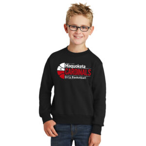 Maq Girls BB Youth Fleece Crewneck Sweatshirt-Black