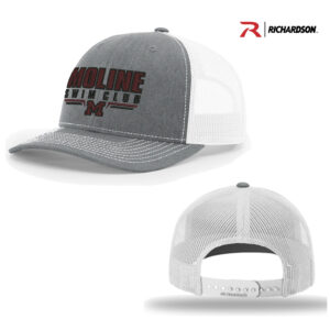 Moline Swim Club Richardson Pro Crown Mesh Back Adjustable Split back cap-Heather Grey/White