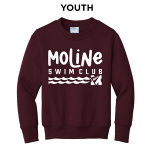 Moline Swim Club Youth Core Fleece Crewneck Sweatshirt-Maroon