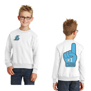 NE Lakers BB Youth Fleece Crewneck Sweatshirt-White