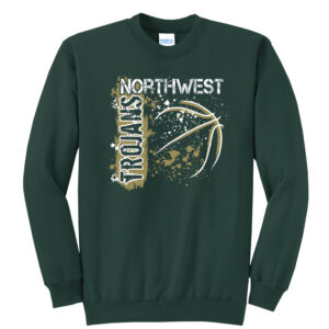 NW Basketball Unisex Fleece Crewneck Sweatshirt-Dark Green