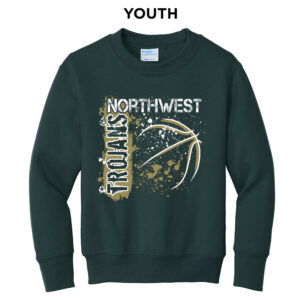 NW Basketball Youth Fleece Crewneck Sweatshirt-Dark Green