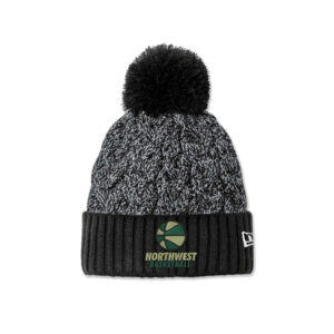 NW Basketball New Era Marled Knit Pom Beanie-Black Graphite White