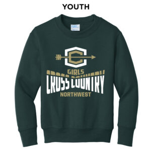 NW Cross Country Youth Fleece Crewneck Sweatshirt-Dark Green