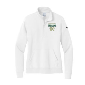 NW Cross Country Nike Ladies Club Fleece Sleeve Swoosh 1/2-Zip-White