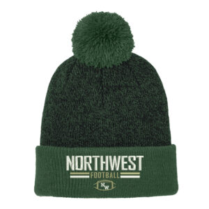 NW Football Sport-Tek Halftime Heather Pom Beanie-Forest Green/ Black
