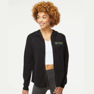 NW Football Women’s California Wave Wash Full-Zip Hooded Sweatshirt -Black