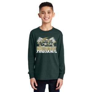 NW Football Youth Cotton Long Sleeve Tee-Dark Green