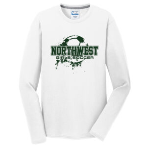 NW Girls Soccer Unisex Long Sleeve Essential Blended Performance Tee-White
