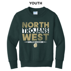 NW Girls Soccer Youth Fleece Crewneck Sweatshirt-Dark Green