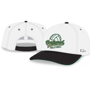NW Volleyball Rah-Rah 5-Panel Chino Twill Snapack Cap-White/Black/Green Underbill