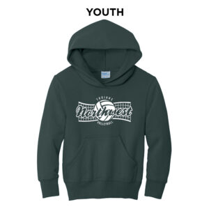 NW Volleyball Youth Fleece Hooded Sweatshirt-Dark Green