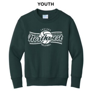 NW Volleyball Youth Fleece Crewneck Sweatshirt-Dark