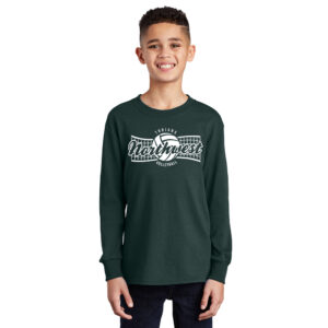 NW Volleyball Youth Cotton Long Sleeve Tee-Dark Green