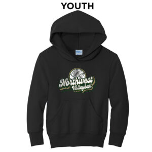 NW Volleyball Youth Fleece Hooded Sweatshirt-Black