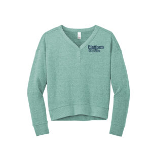 Platform Elite VB District Women’s Perfect Tri Fleece V-Neck Sweatshirt-Heathered Eucalyputs Blue