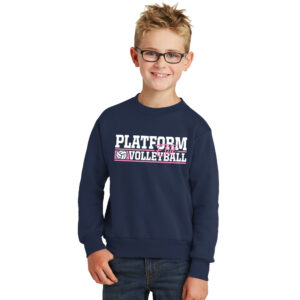 Platform Elite VB Youth Fleece Crewneck Sweatshirt-Navy