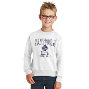 Platform Elite VB Youth Fleece Crewneck Sweatshirt-White