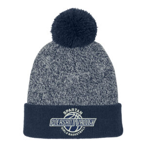 PV Girls BKB Sport-Tek Halftime Heather Pom Beanie-Navy/Silver