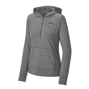 PV Girls BKB Sport-Tek Ladies Sport-Wick Stretch 1/2-Zip Hoodie-Charcoal Grey Heather