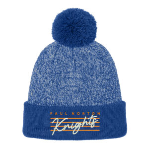 Paul Norton Elementary Sport-Tek Halftime Heather Pom Beanie-True Royal/Silver