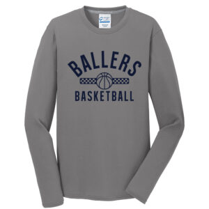 PV Ballers BB Men Long Sleeve Essential Blended Performance Tee-Medium grey