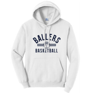 PV Ballers BB Unisex Fleece Hooded Sweatshirt-White