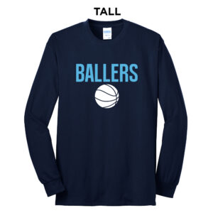 PV Ballers BB Tall Long Sleeve Cotton Tee-Navy