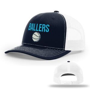 PV Ballers BB Richardson Pro Crown Mesh Back solid color Adjustable back cap Split-Navy/White