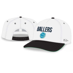 PV Ballers BB Rah-Rah 5-Panel Chino Twill Snapack Cap-White/Black/Green Underbill
