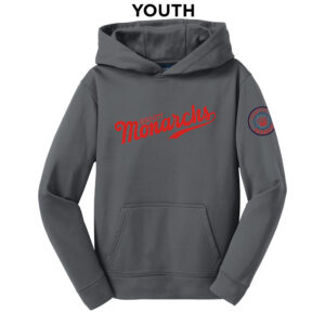 QC Monarchs BB Sport-Tek youth Sport Wick Fleece Hooded Pullover-Dark Smoke Grey