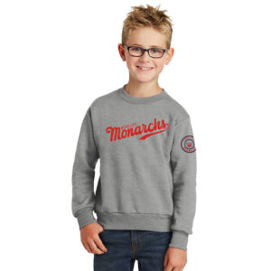 QC Monarchs BB Youth Fleece Crewneck Sweatshirt-Athletic Heather