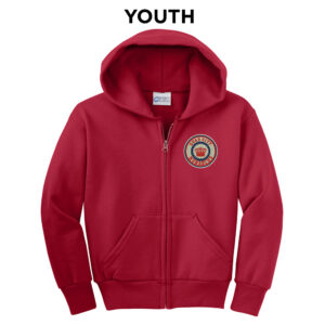 QC Monarchs BB Youth core fleece full zip hooded sweatshirt-Red