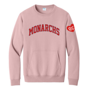 QC Monarchs BB Unisex Fleece Pocket Crewneck Sweatshirt-Pale Blush