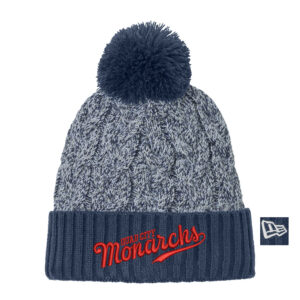 QC Monarchs BB New Era mMarled Knit Pom Beanie-Navy/Grey/White