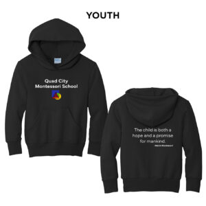 QC Montessori School Youth Fleece Hooded Sweatshirt-Black