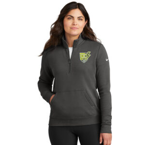 QC Strikers Nike Ladies Club Fleece Sleeve Swoosh 1/2-Zip-Anthracite