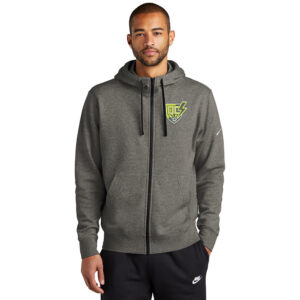 QC Strikers Nike Club Fleece Sleeve Swoosh Full-Zip Hoodie Men-Charcoal Heather