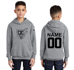 QC Strikers Youth Fleece Hooded Sweatshirt-Athletic heather