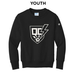 QC Strikers Youth Fleece Crewneck Sweatshirt-Black