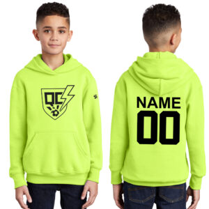 QC Strikers Youth Fleece Hooded Sweatshirt-Neon Yellow