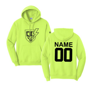 QC Strikers Unisex Fleece Hooded Sweatshirt-Neon Yellow