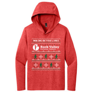Rock Valley District Made Mens Perfect Tri Long Sleeve Hoodie Tee-Red Frost