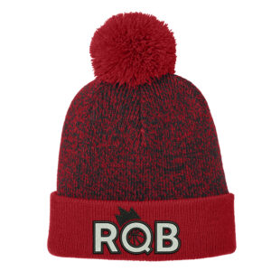 River Queen BB Sport-Tek Halftime Heather Pom Beanie-Deep red/Black